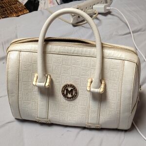 Metro City White Monogrammed Handbag